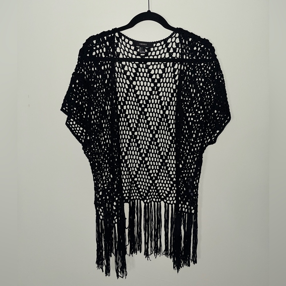 Womens Short Sleeve Fringe Cardigan